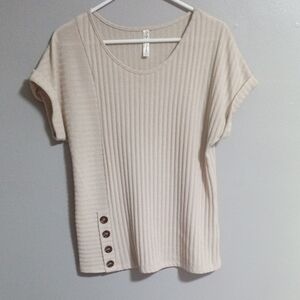 PerSeption Concept Women's Beige Ribbed Top Size Large